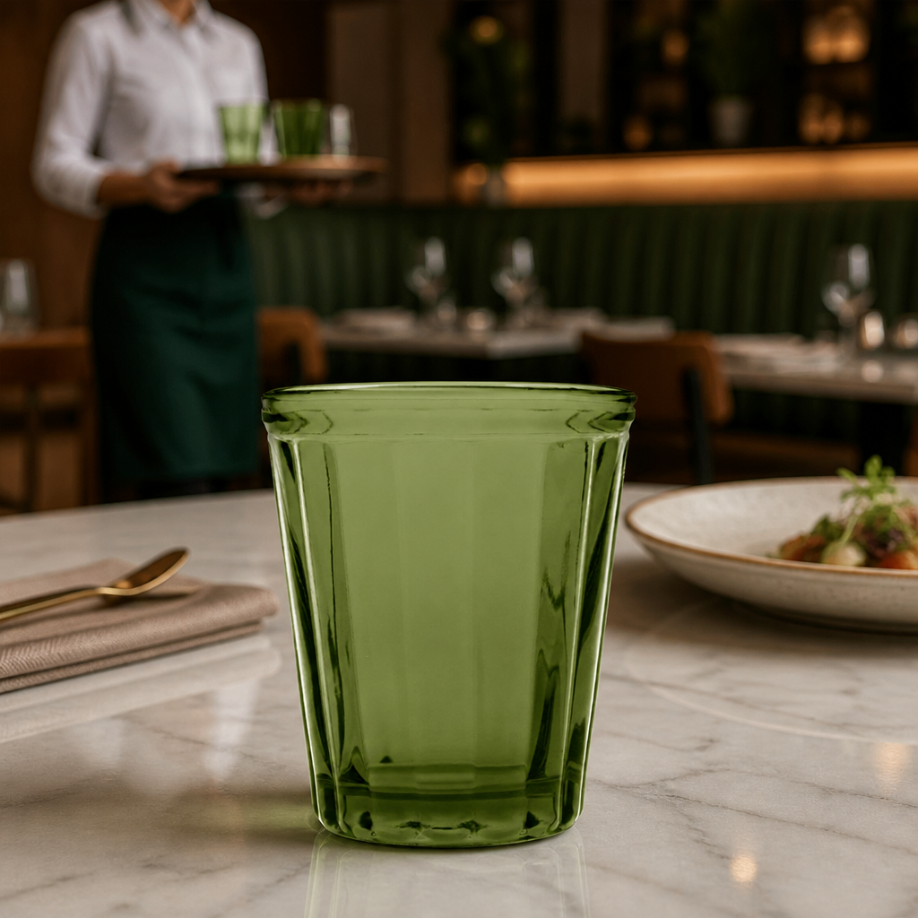 Glass Smoked Green Tumblers 260ml for Vibrant Drink Service (Pack of 6)