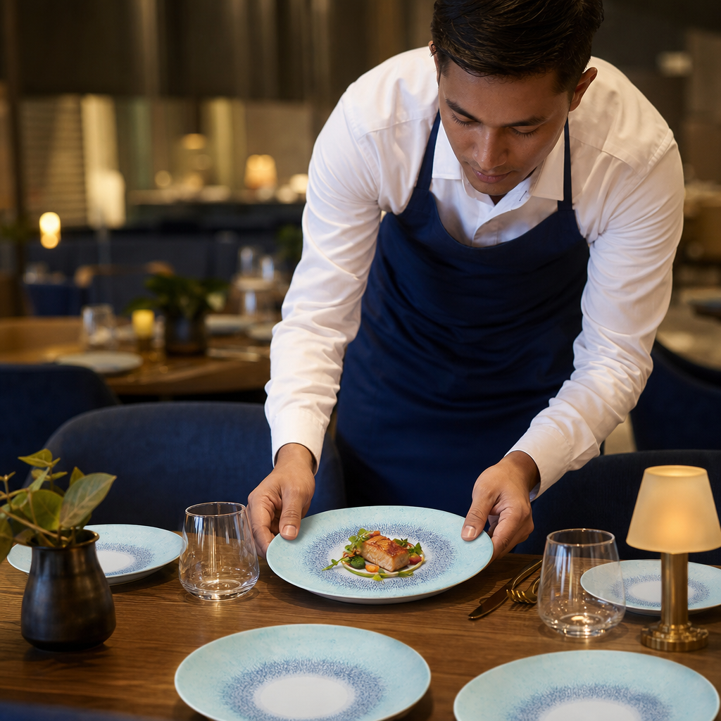 Coupe Plates 260mm Blue Vitrified Ceramic for Dining (Pack of 12)