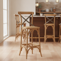 Birch Wood Barstool with Rattan Seat 1100x450mm for Cafés & Bistros