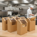 Brown Paperboard Wrap Box with PET Window for Takeaway Food (Pack of 500)