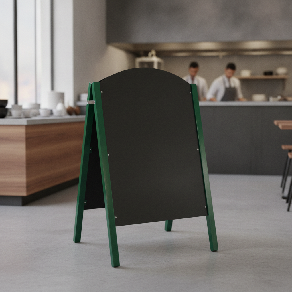 Stainless Steel & Wood Curved Top A-Board 1100x680mm for Outdoor Displays