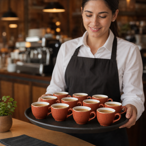 Ceramic Espresso Cups 100ml in Spiced Orange for Beverage Service (Pack of 12)