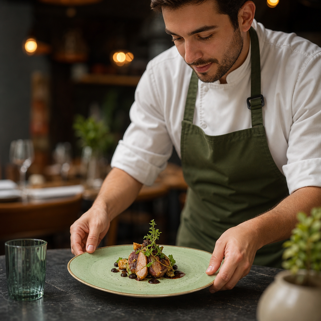 Plates 280mm Sage Green Vitrified Ceramic for Restaurants (Pack of 12)