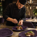 Deep Triangle Plates 265mm Purple Vitrified Ceramic for Restaurants (Pack of 12)