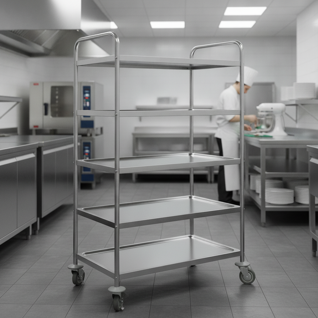 Stainless Steel Five Tier Clearing Trolley for Efficient Transport