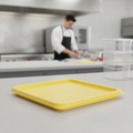 Polyethylene Square Food Storage Container Lid Yellow for Food Preparation