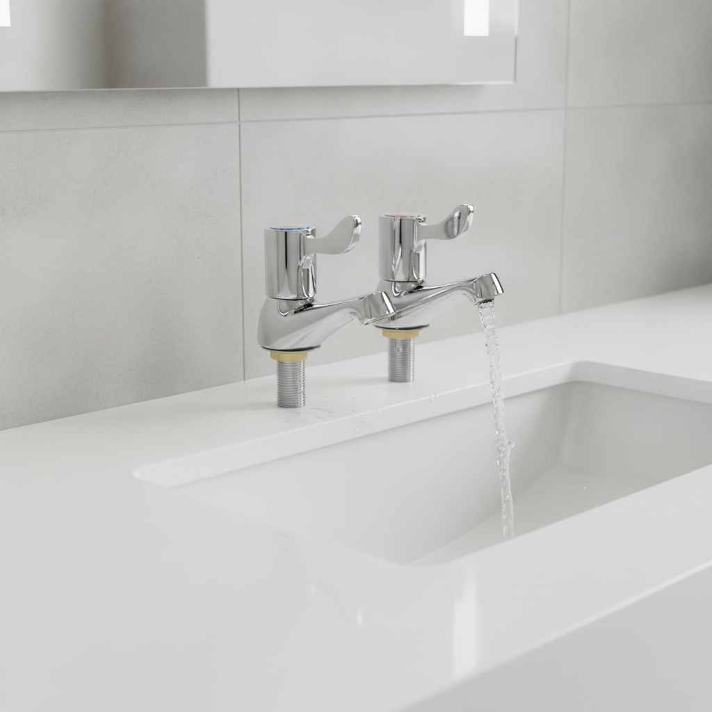 Polished Stainless Steel Basin Taps for Heavy-Use Washrooms (Pack of 2)