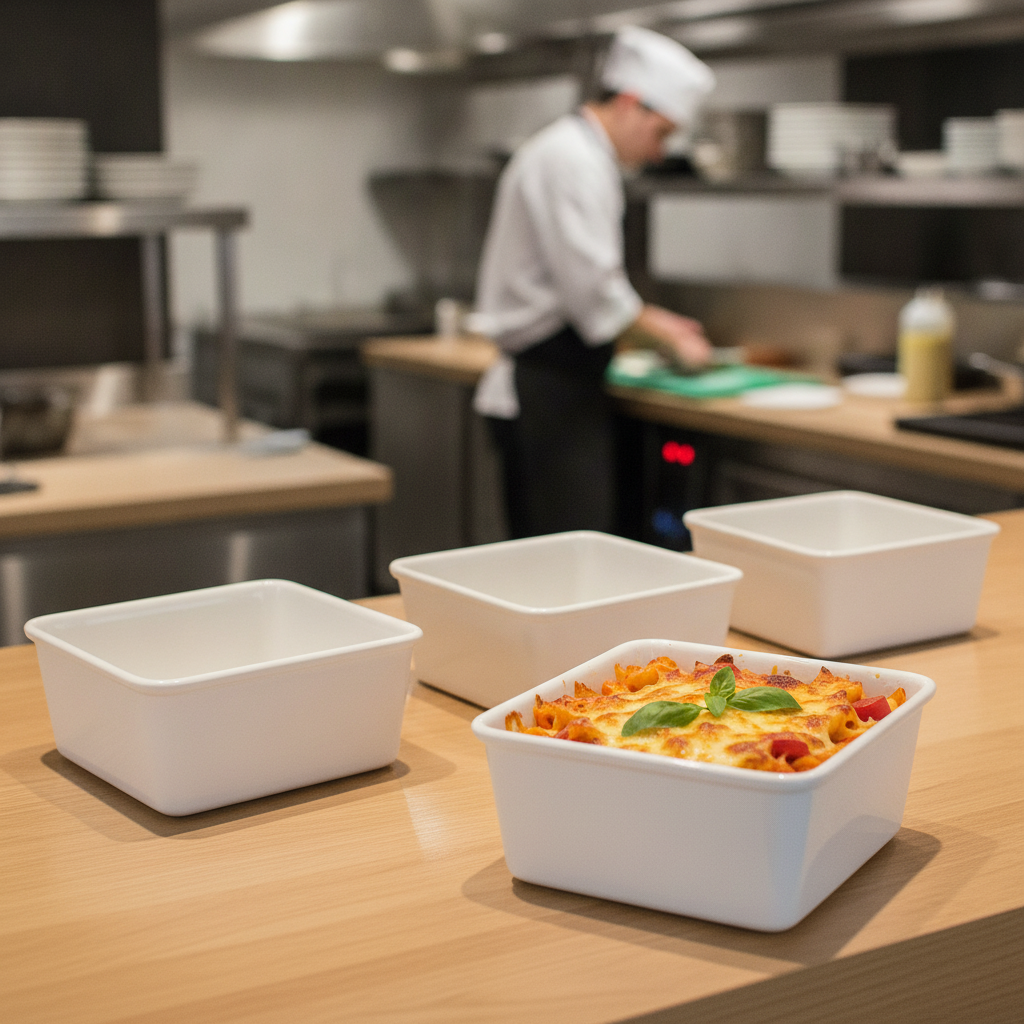 Porcelain Rectangular Casserole Dish 2L for Food Displays (Pack of 4)