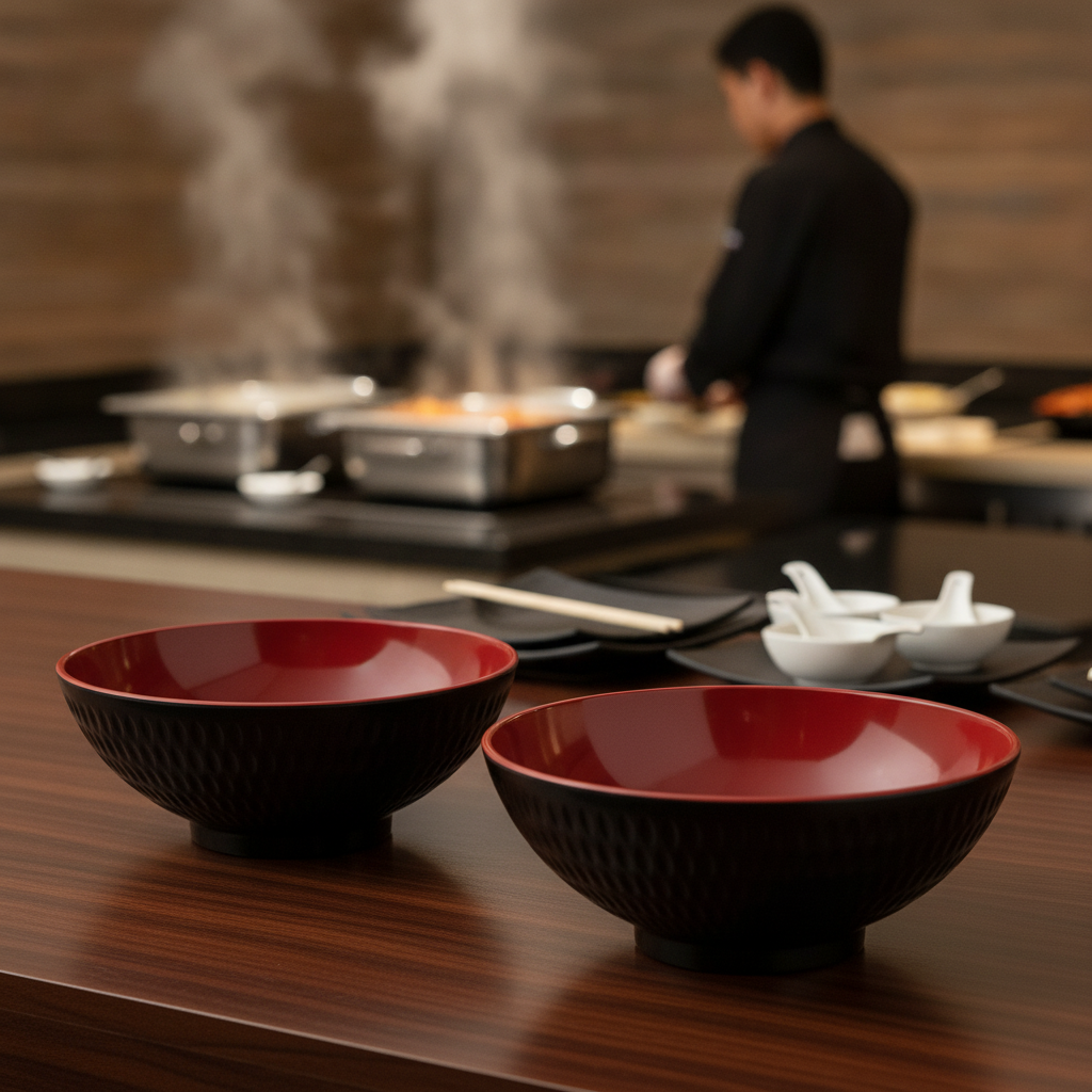 Red Melamine Bowl 160mm for Asian Buffets