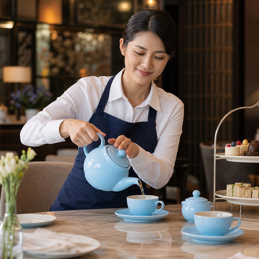 Stoneware Teapots Blue 450ml for Table Service (Pack of 2)
