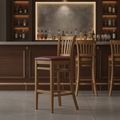 Rubber Wood Bar Chair with Padded Seat 1100mm for Commercial Use