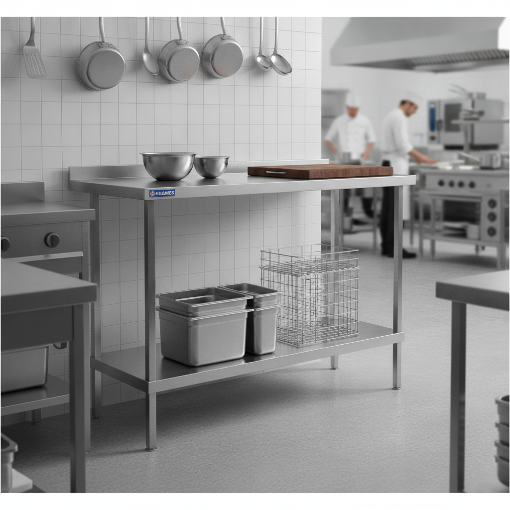 304 Stainless Steel Wall Table with Upstand 700mm for Busy Kitchens