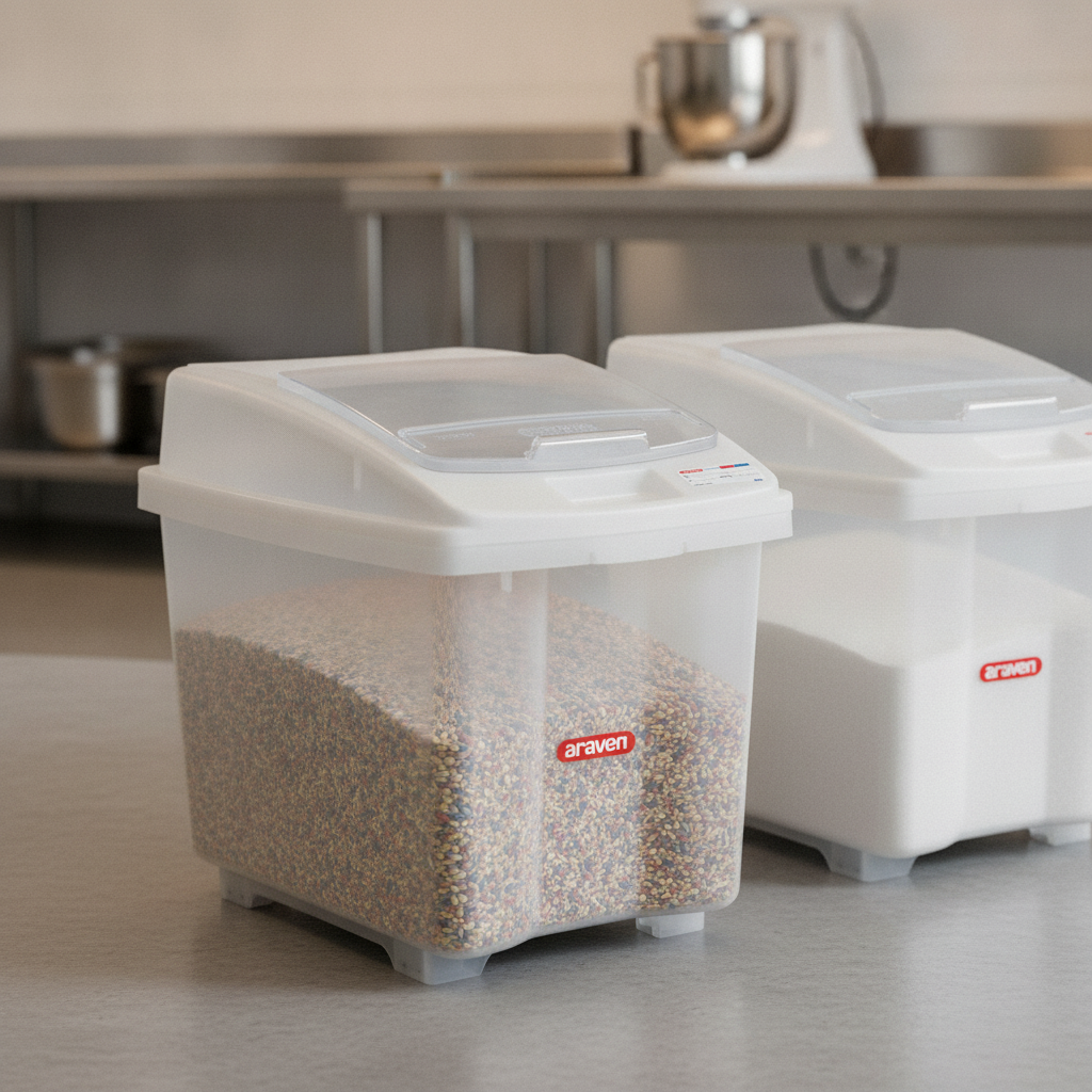 Clear Polyethylene Mobile Ingredient Bin 100L for Food Storage