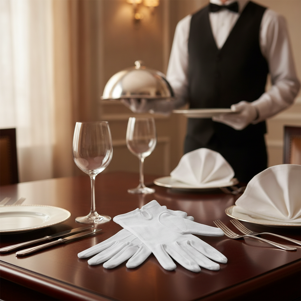 Cotton Waiting Gloves for Silver Service (Pack of 2)