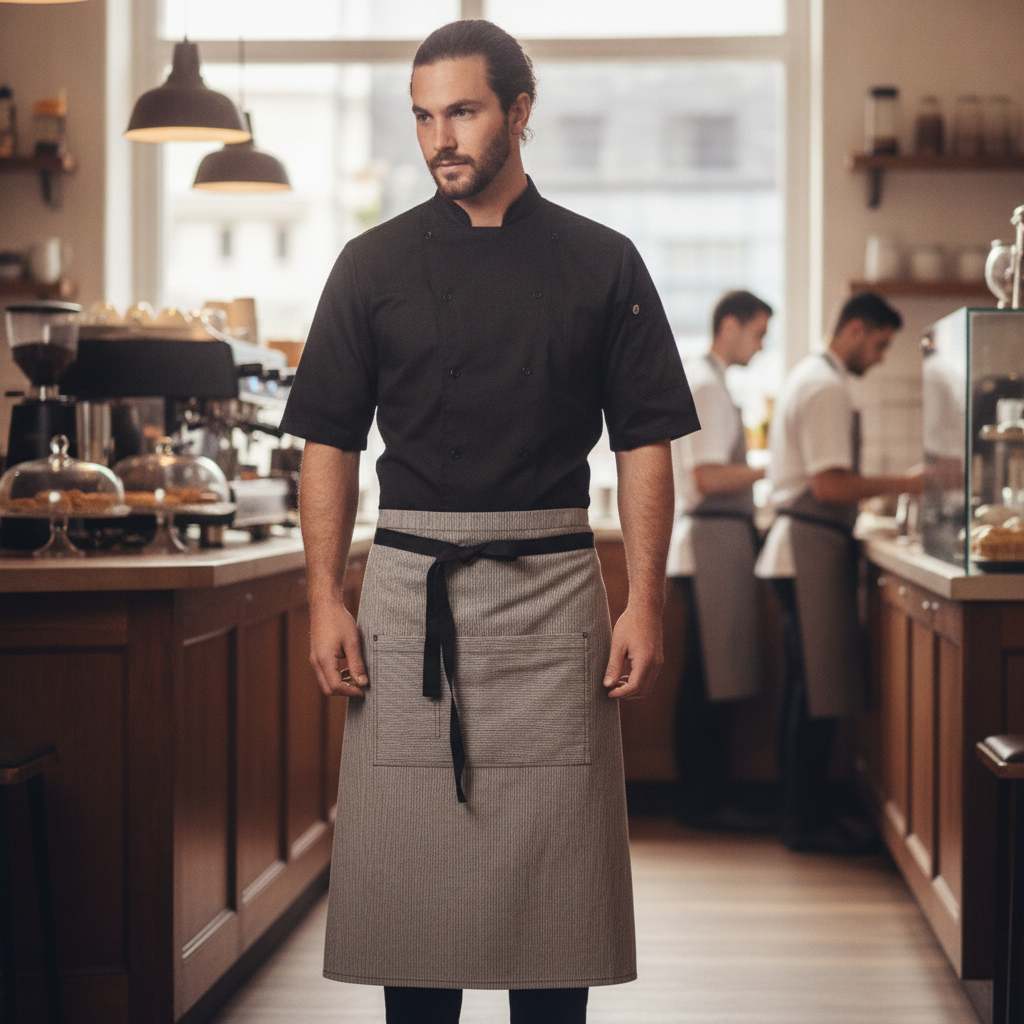 Polycotton Denim Bistro Apron Grey for Artisan Cafés