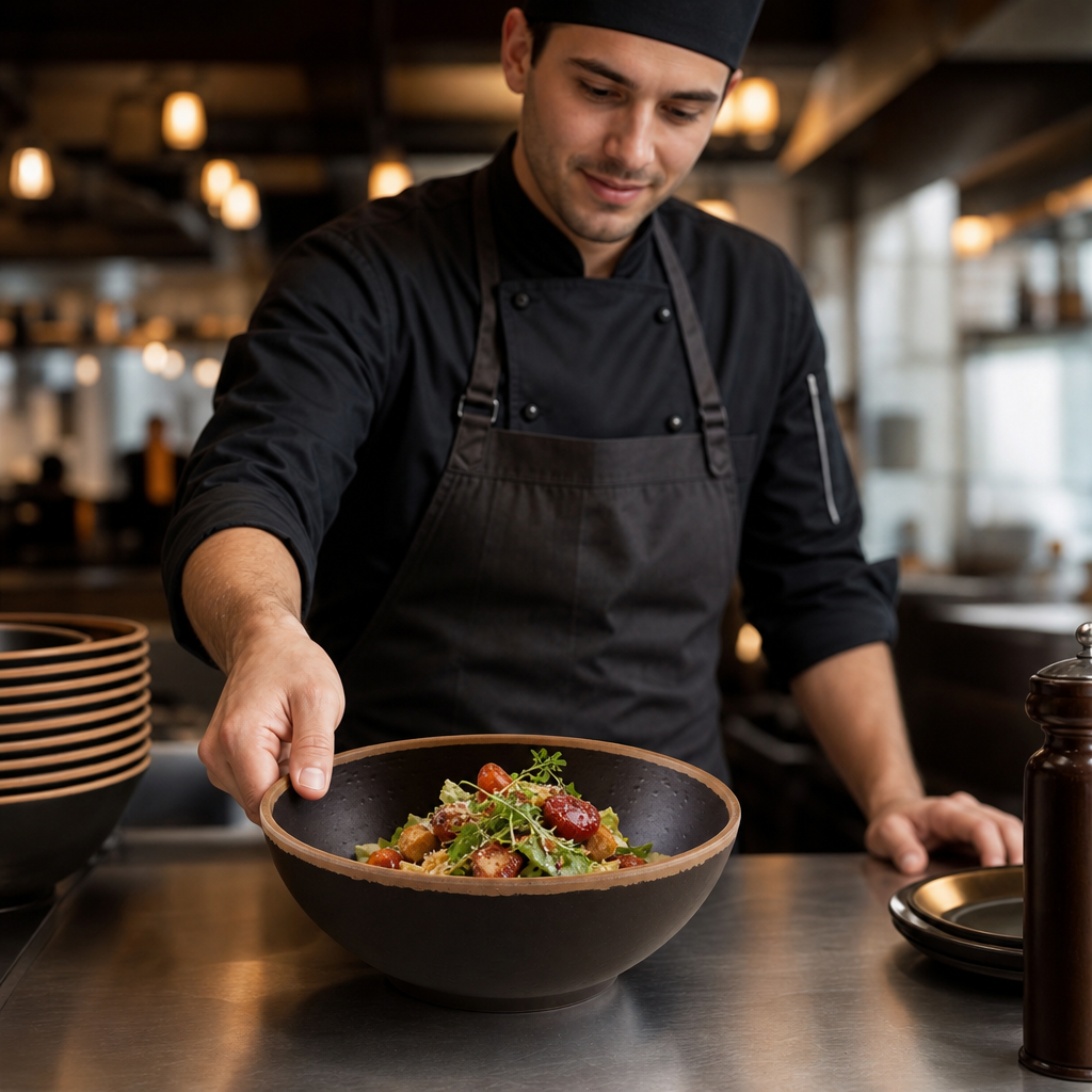 Serving Bowl 210mm Brown Melamine for Catering & Hospitality