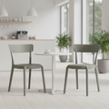Polypropylene Moss Grey Café Chairs 794mm for Indoor & Outdoor Use (Pack of 2)