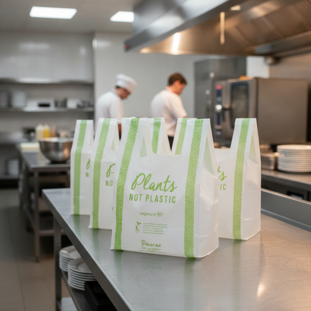 Compostable PLA Carrier Bags for Groceries & Takeaway (Pack of 500)