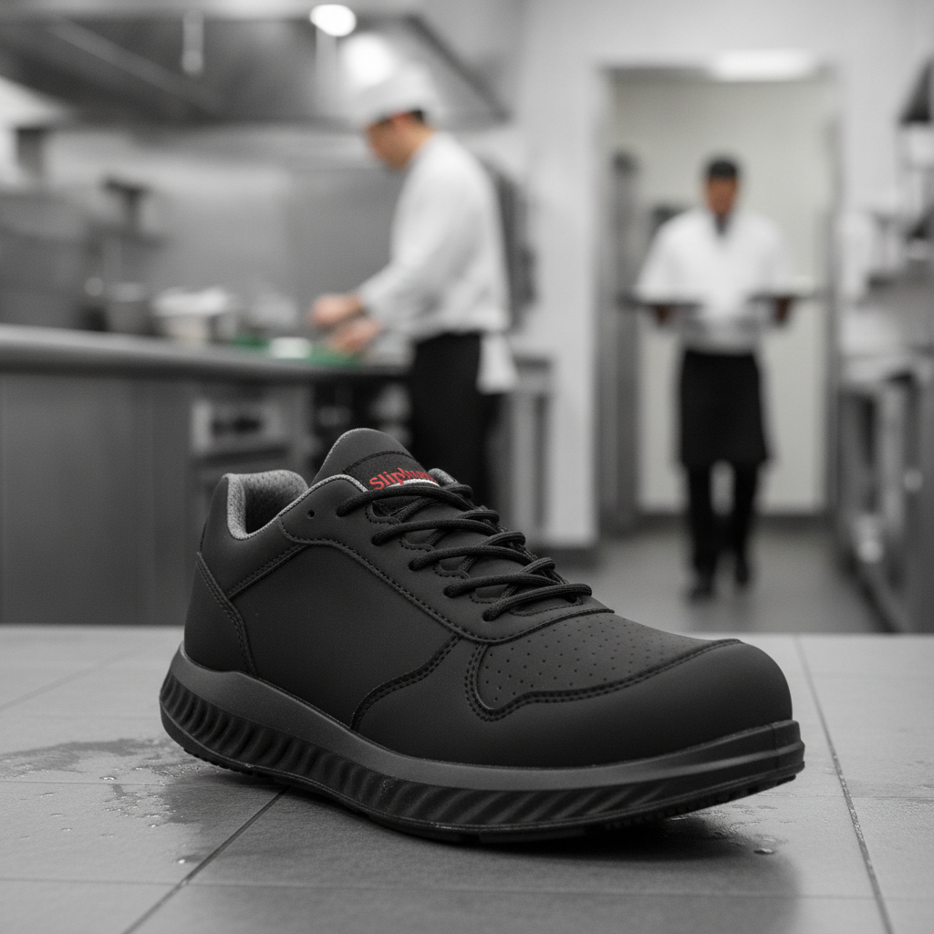 Microfibre Black Slipbuster Hawren Trainers for Catering Staff