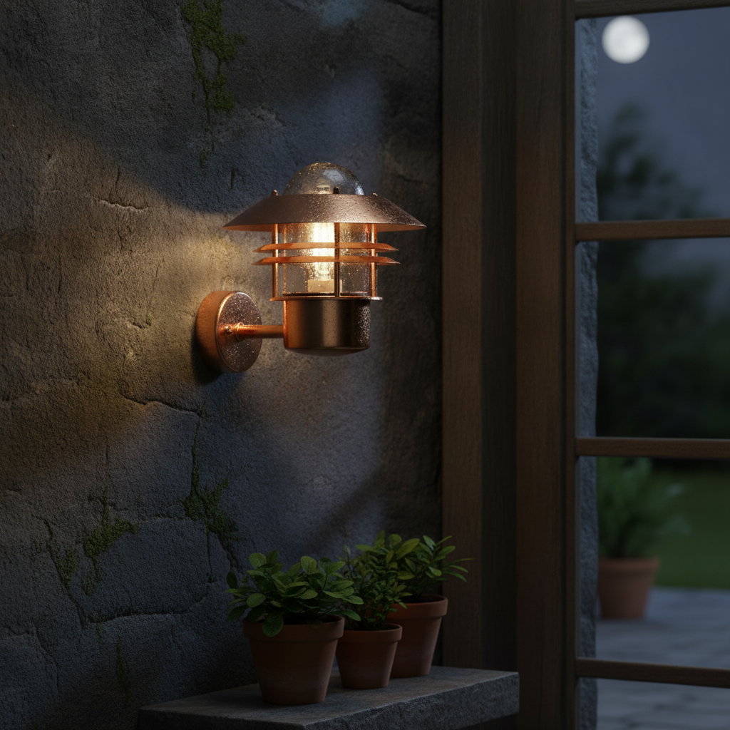 Copper Outdoor Wall Light for Patios & Entrances