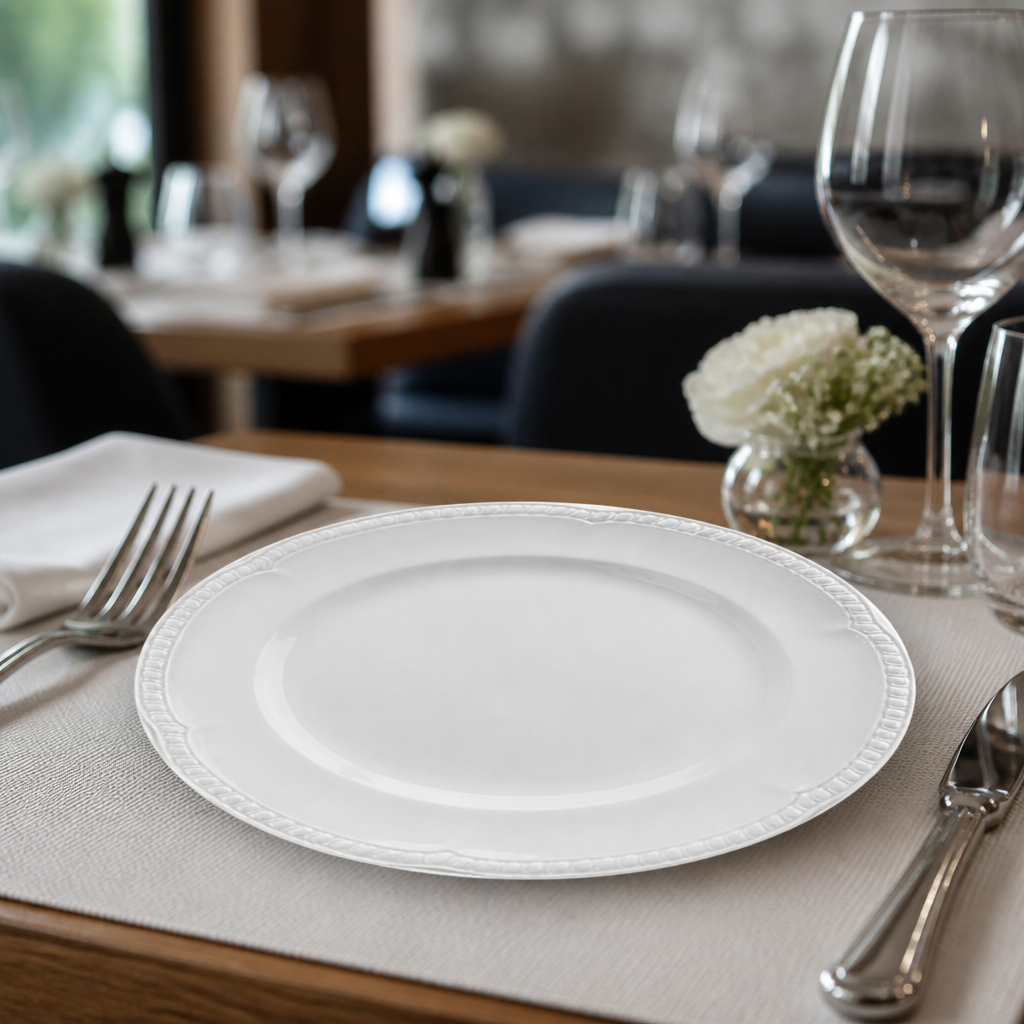 Plates 215mm White Porcelain for Catering Establishments (Pack of 24)