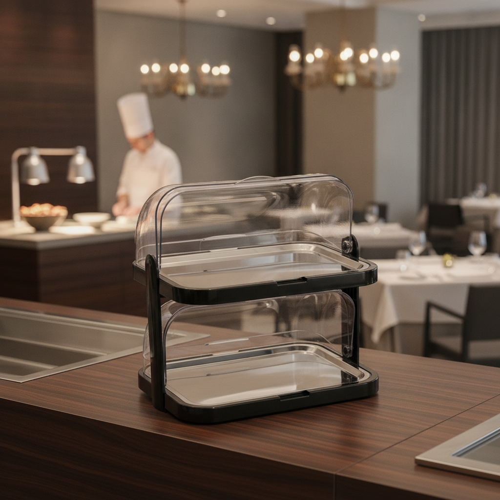 Stainless Steel Double Deck Cool Display Tray 440mm for Buffets