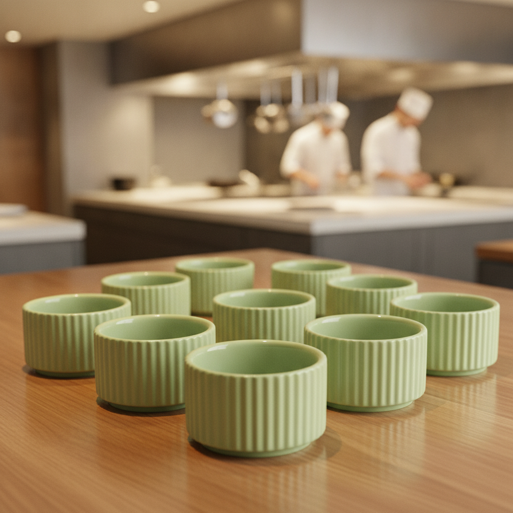 Porcelain Green Bowls 60mm for Tabletop Settings (Pack of 12)