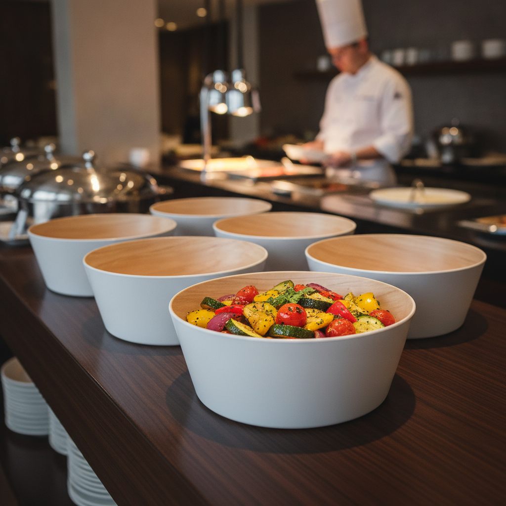 Melamine Wood-Effect Bowl 450ml for Buffets