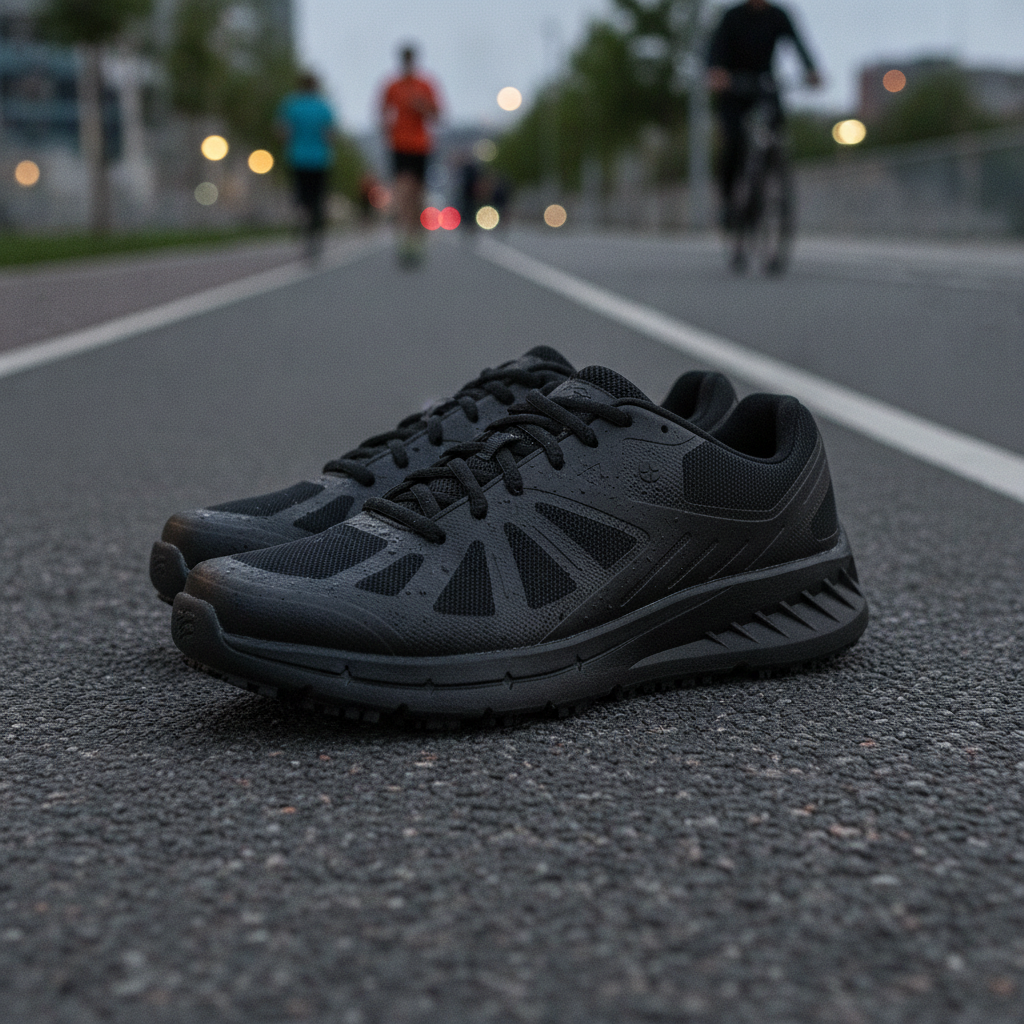 Microfibre Black Endurance Trainers for Comfort & Safety