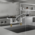 Polished Stainless Steel Twin Lever Deck Tap for Catering & Hospitality