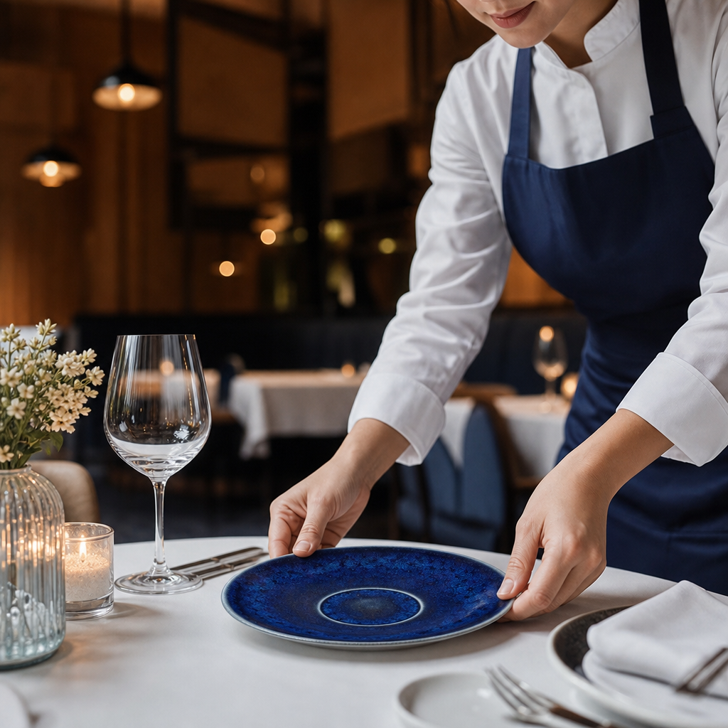 Alumina Saucers 15cm Blue Vitrified Ceramic for All Courses (Pack of 12)