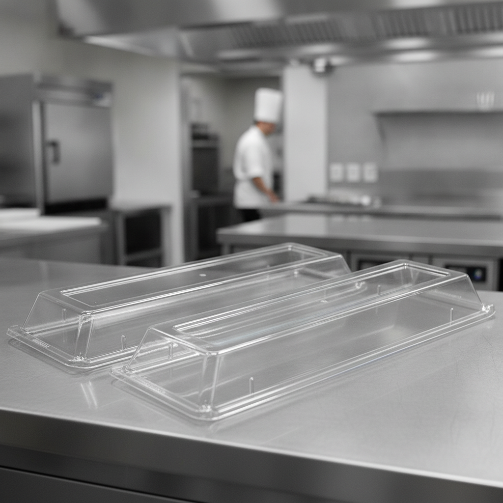 Clear Plastic Buffet Tray Lid 460mm for Catering Events (Pack of 2)
