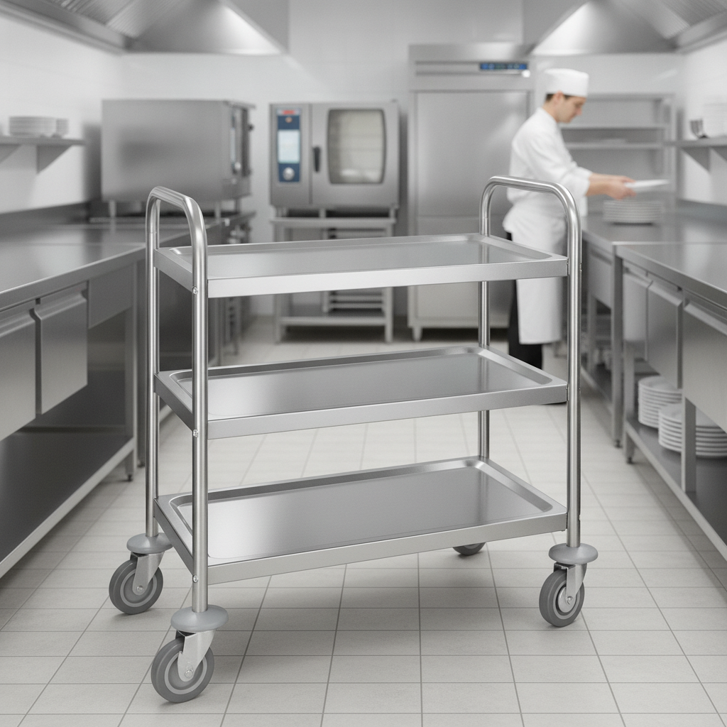 Stainless Steel 3 Tier Clearing Trolley for Efficient Service