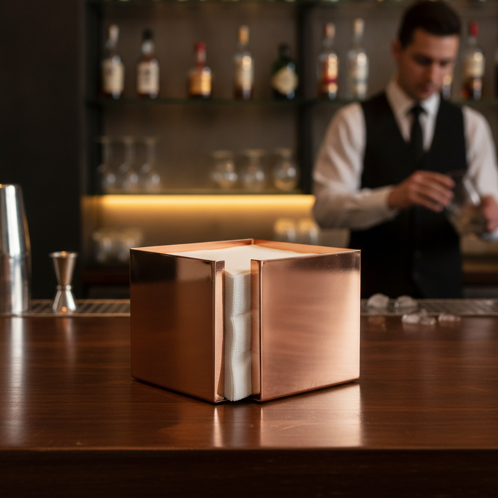 Stainless Steel Copper Plated Napkin Holder 130x130mm for Bars & Restaurants