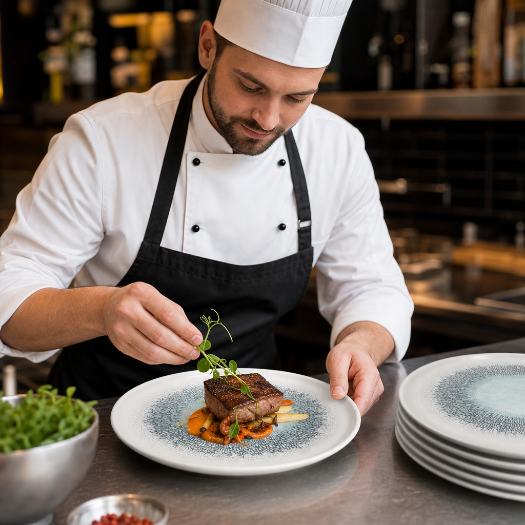 Finest Vitrified Chefs' Walled Plates 260mm Aqua Ceramic for Restaurants (Pack of 6)