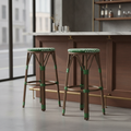 PE Rattan Bar Stools Green Dot Mix 750mm for Hospitality Use (Pack of 2)
