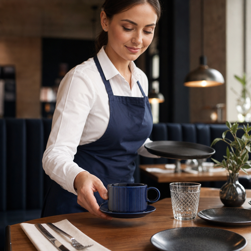 Can Cups Midnight 340ml Blue Porcelain for Casual Dining (Pack of 12)