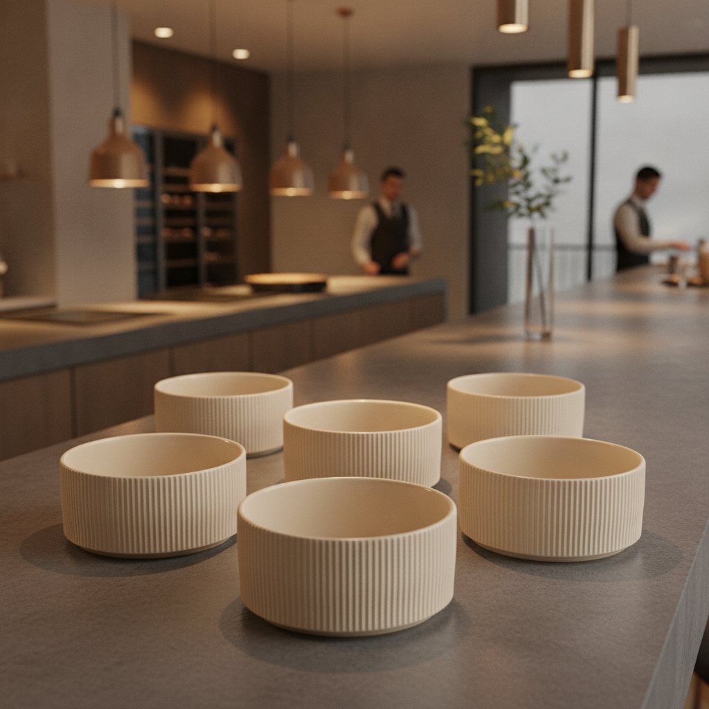 Porcelain Bowl 1.6L in Matt Sand for Catering & Hospitality (Pack of 6)