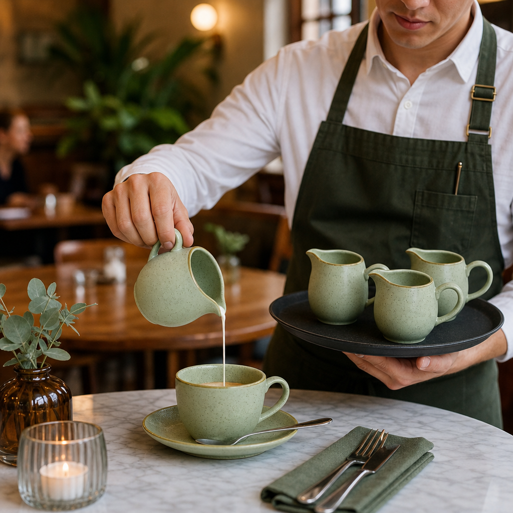 Sage Green Jugs 118ml Super Vitrified Ceramic for Beverage Service (Pack of 4)