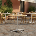 Aluminium Round Ash Wood Bistro Table 800mm for Outdoor Dining
