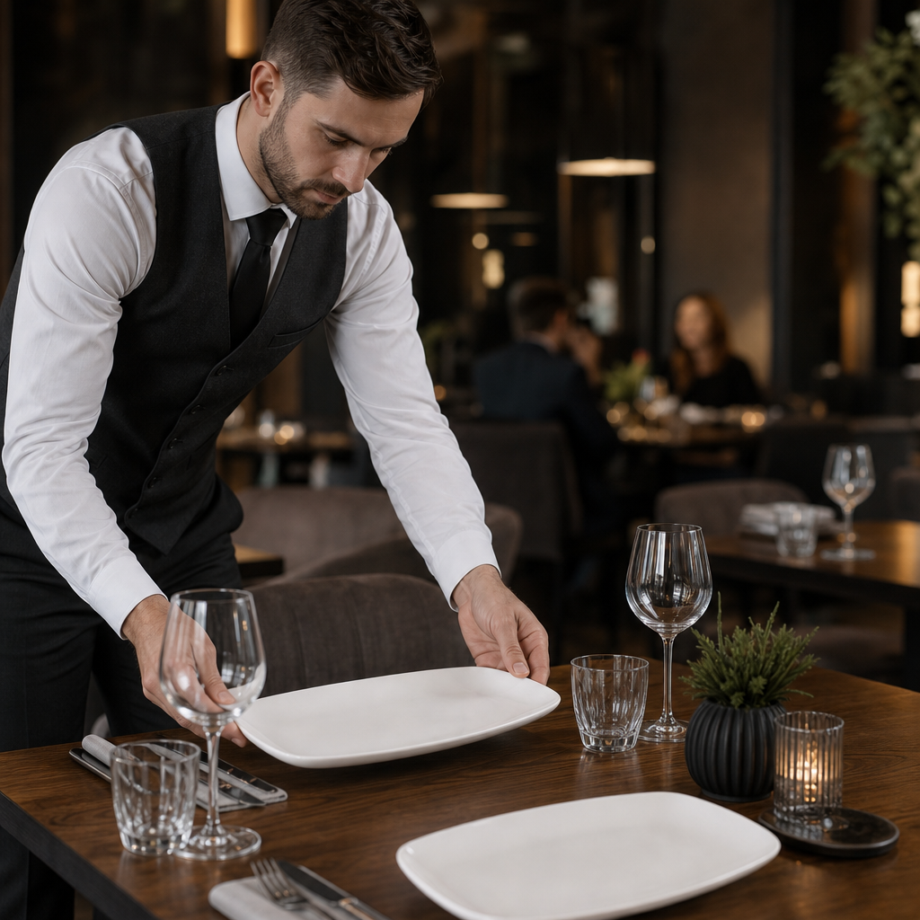 Squared Oblong Plates White Porcelain for Elegant Dining (Pack of 12)