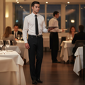 Recycled Polyester Black Waiting Trousers for Professional Use