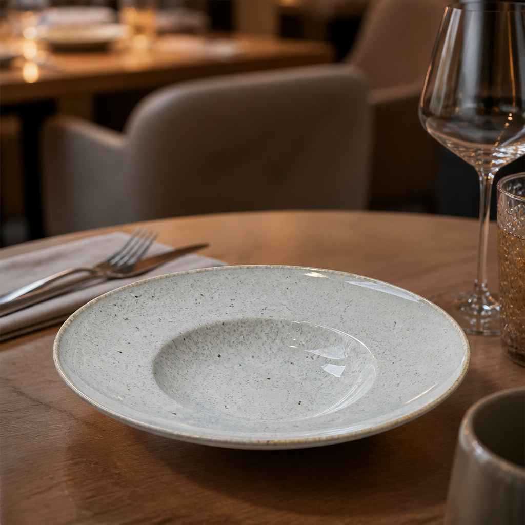 Rimmed Coupe Bowls in Lichen Porcelain 240mm for Elegant Dining