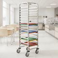Stainless Steel Tray Clearing Trolley for Cafeterias