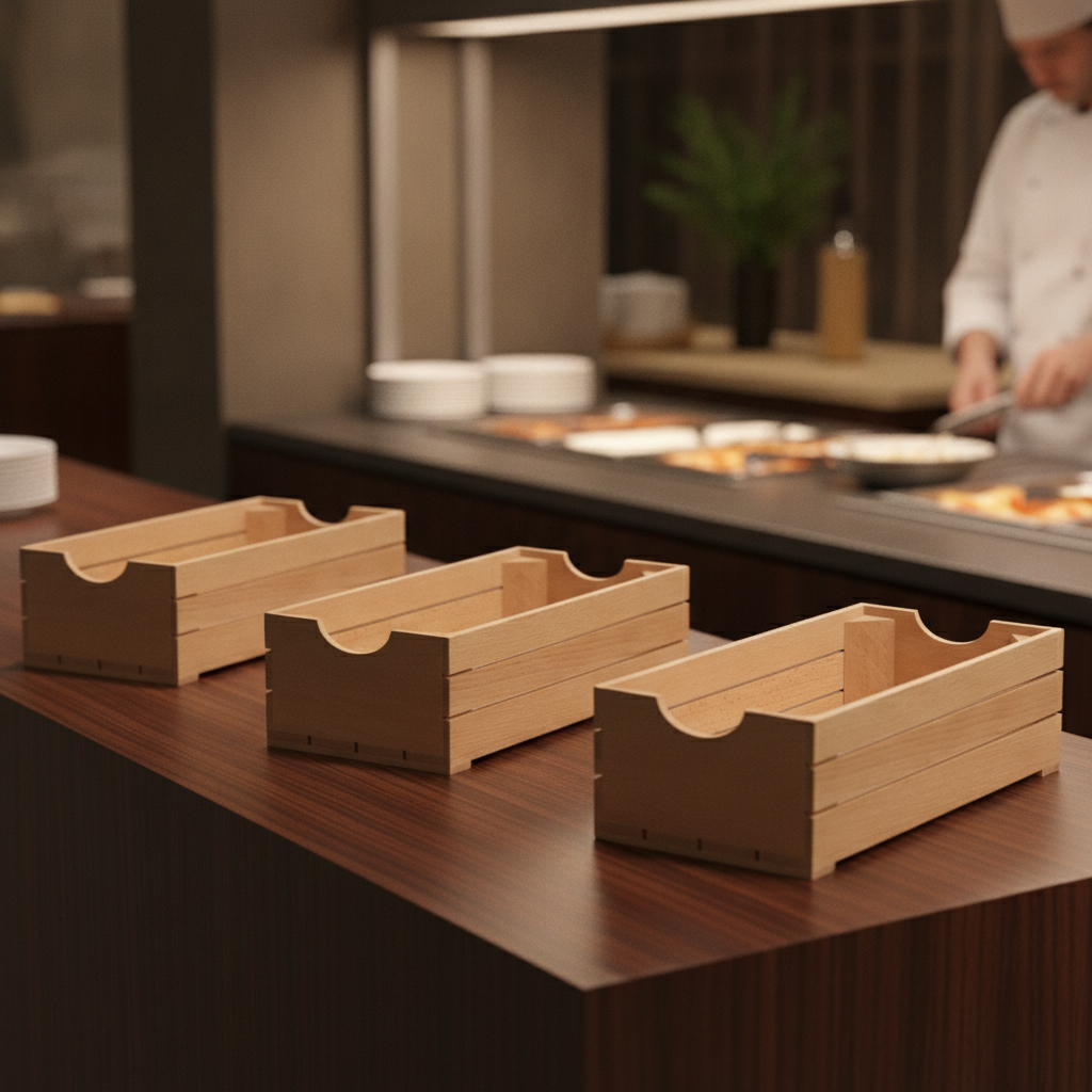 Solid Beech Wood Boxes 325x176mm for Buffet Displays (Pack of 4)