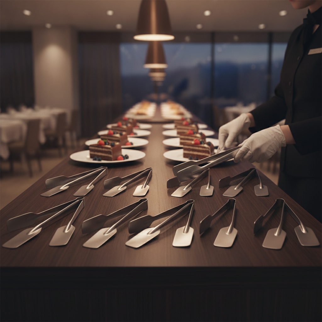 18/10 Stainless Steel Cake Tongs 240mm for Buffet Presentation (Pack of 10)