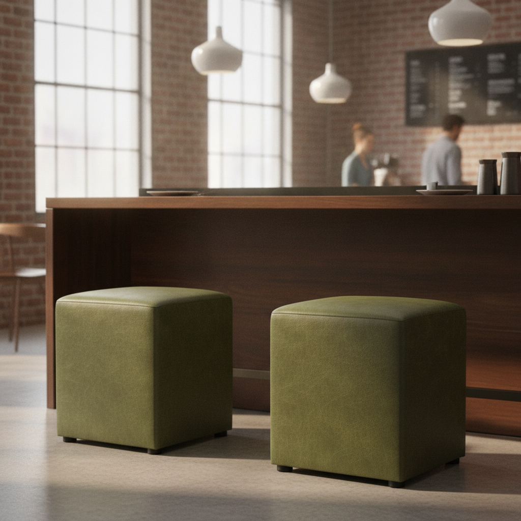 Rubber Wood Cube Bar Stools 470x420mm for Cafés & Restaurants (Pack of 2)