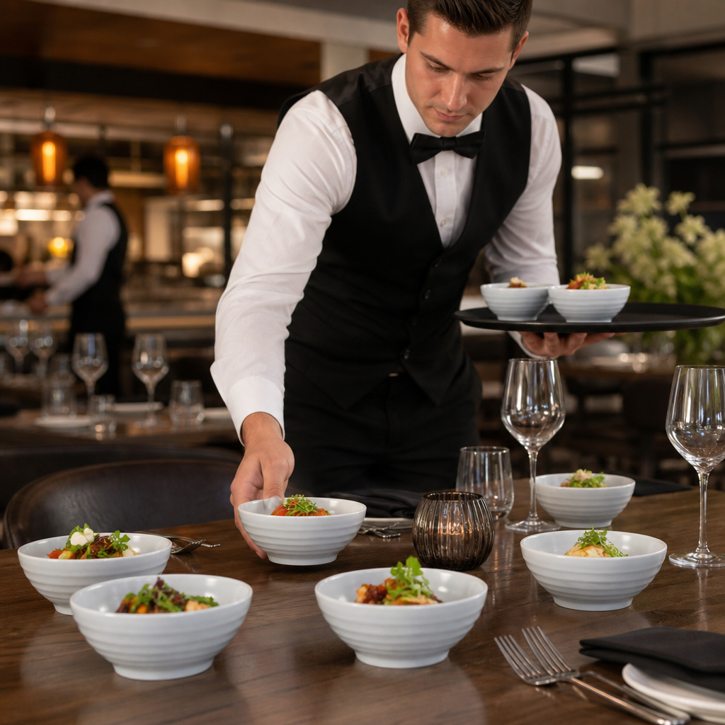 Ripple Snack Bowls 284ml Porcelain for Event Dining (Pack of 12)