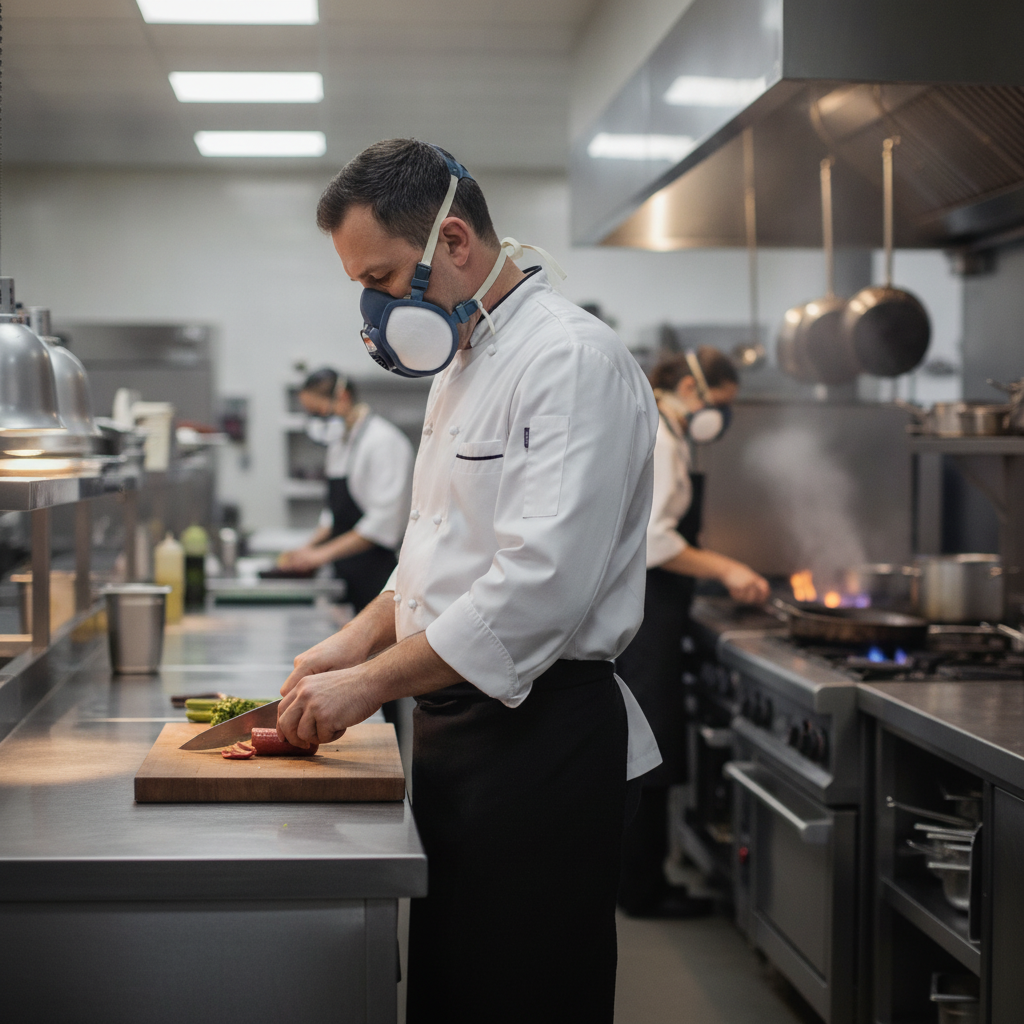 Thermoplastic Elastomer Valved Half Mask for Kitchen Safety