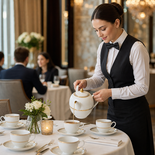 Burnished Gold Bone China Tea Set for Fine Dining (Pack of 6)